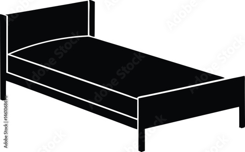single bed silhouette vector icon