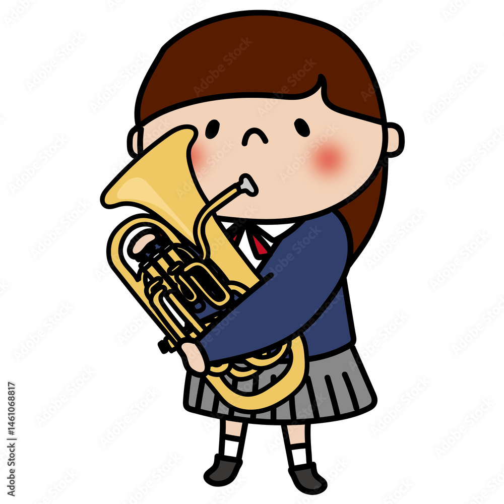 Obraz premium ユーフォニアムを吹く女子高校生