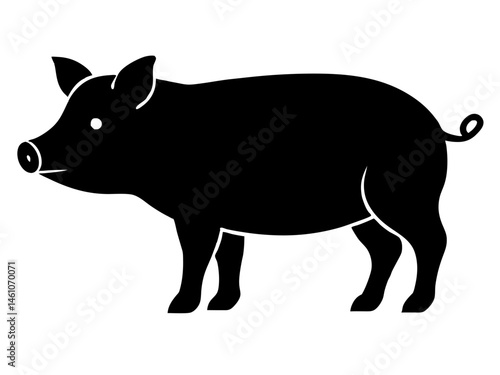 Pig silhouette vector, Pig icon vector illustration