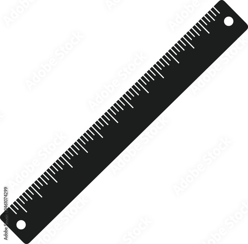 Straight Ruler Silhouette – Educational School Supply Vector Illustration