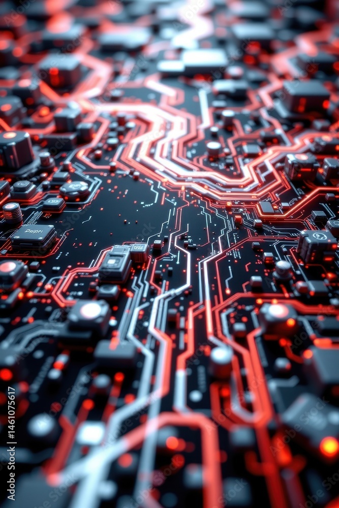 Fototapeta premium create a futuristic cyberpunk style image featuring an abstract mesh of data transfer against a background of networking concept in 3d rendering