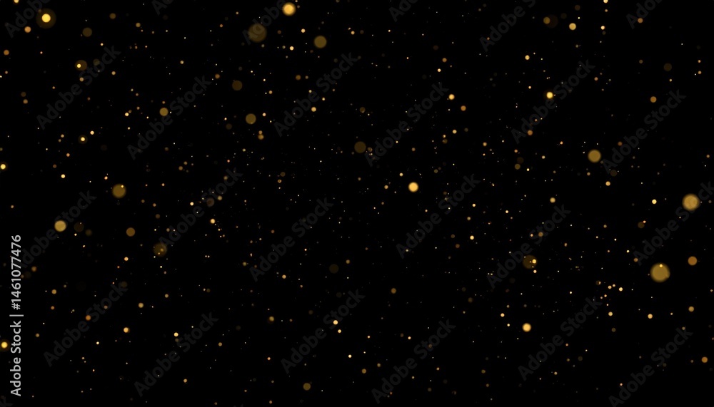 Sparkling Gold Dust Particles Floating on Black Background Ideal for Overlay and Festive Designs Sparkling Gold Dust Particles Floating on Black Background Ideal for Overlay and Festive Designs