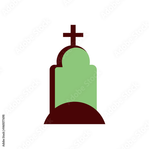 Simple gravestone illustration with a cross, suitable for memorial, cemetery, or religious content.