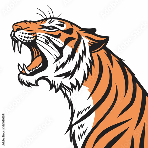 Wallpaper Mural Roaring Tiger face vector on white background Torontodigital.ca