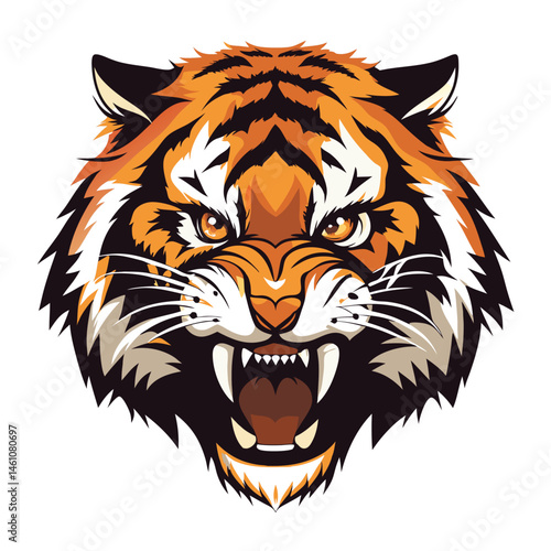 Angry tiger face  vector 