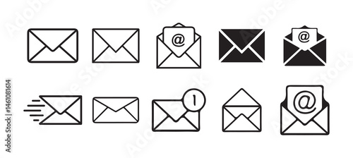 Email concept vector icon . isolated transparent , open email address , newsletter sign Mail icon set Victor illustration.