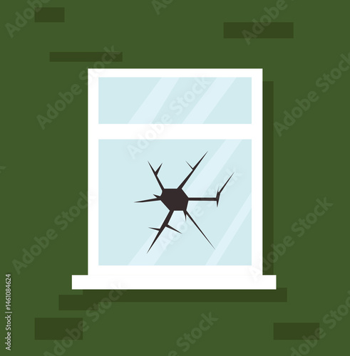 broken window glass. Broken windows theory concept.