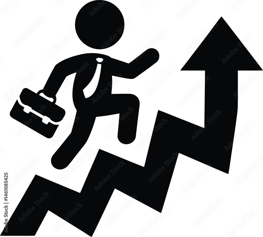 Businessman with briefcase and arrow up. Vector illustration. Eps 10. Businessman with briefcase and arrow up. Vector illustration. Eps 10.