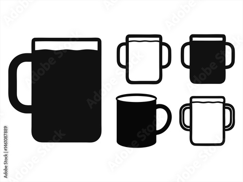 mug icon set sihouette black vector bundle