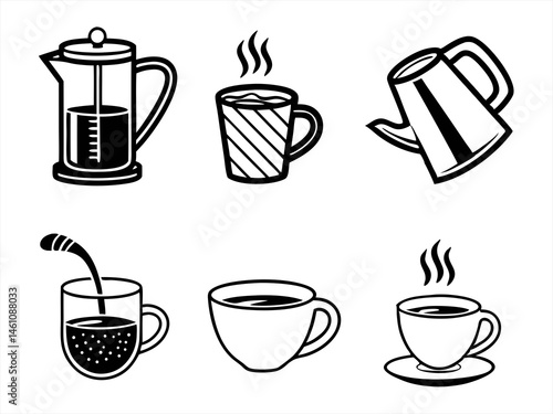 Wallpaper Mural mug icon set sihouette black vector bundle Torontodigital.ca