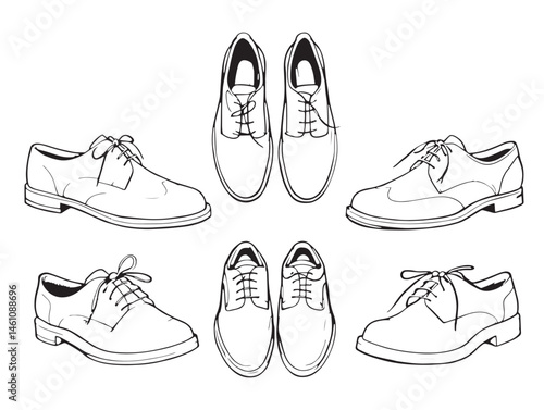 Oxford Shoes Line Art for Fashion Design and Illustrations