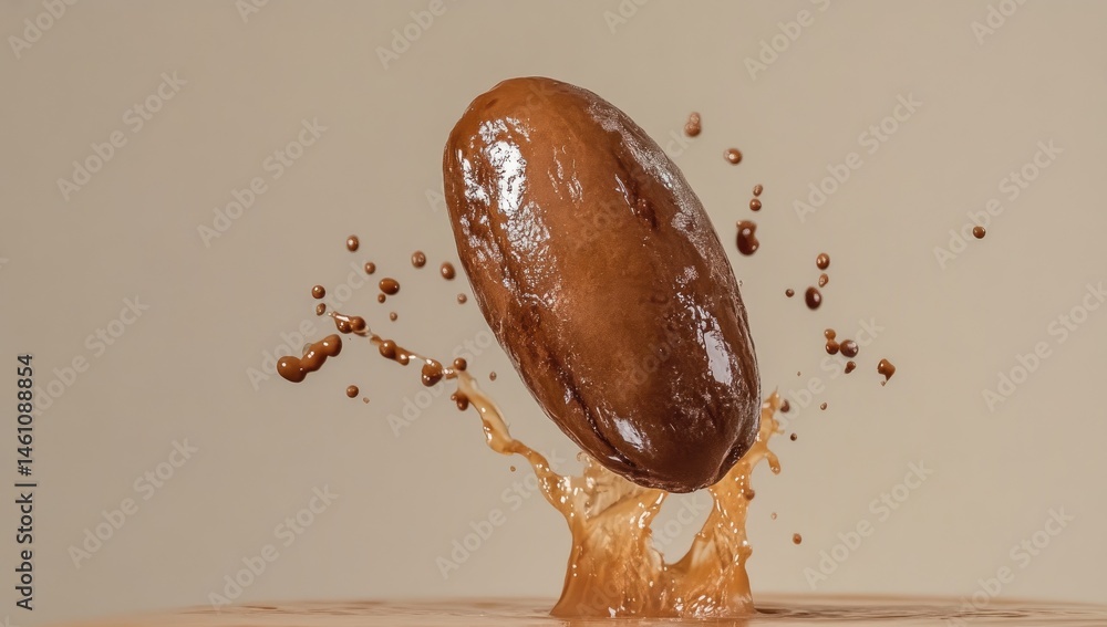 Coffee bean exploding with liquid Coffee bean exploding with liquid