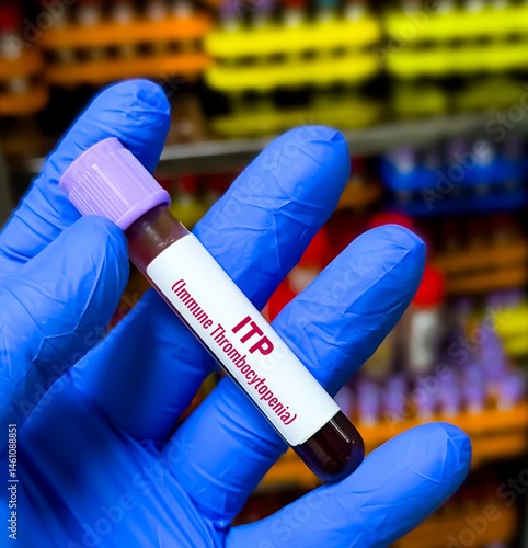 Blood sample for Immune Thrombocytopenic Purpura (ITP) test, idiopathic thrombocytopenic purpura. Immune Thrombocytopenia.