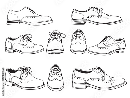 High Quality Oxford Shoes Line Art for Creative Projects