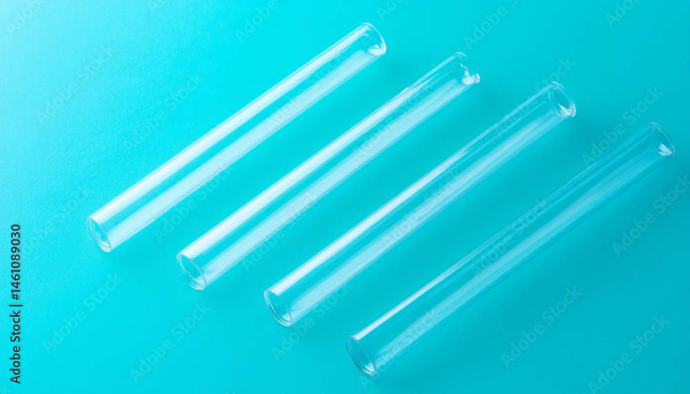Test tubes on turquoise background closeup. Lab Test tubes on turquoise background closeup. Lab