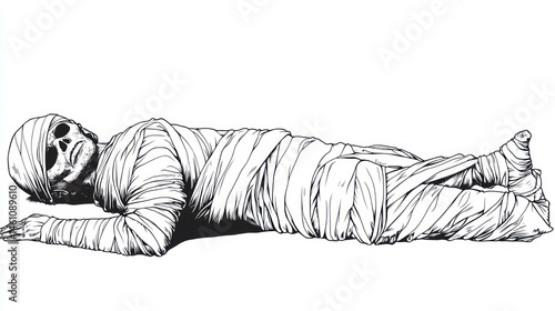 Mummified Figure, Ancient Egypt, Illustration, Vector photo