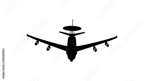 radar plane symbol,  black isolated silhouette