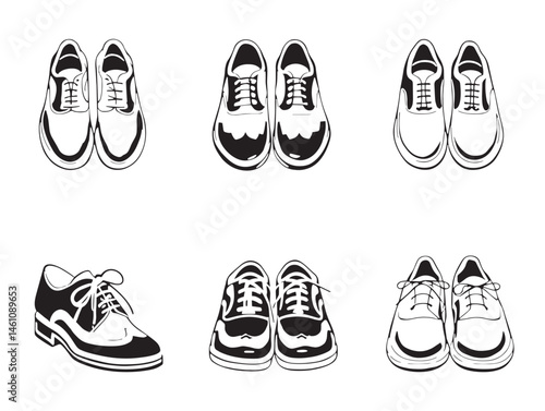 Elegant Oxford Shoes Line Art for Print and Digital Use