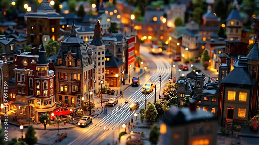 Miniature Metropolis: A Detailed Look at a Charming Model Town at Night Miniature Metropolis: A Detailed Look at a Charming Model Town at Night