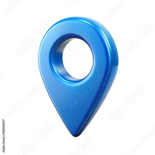 3D Blue Location Pin Icon on White One