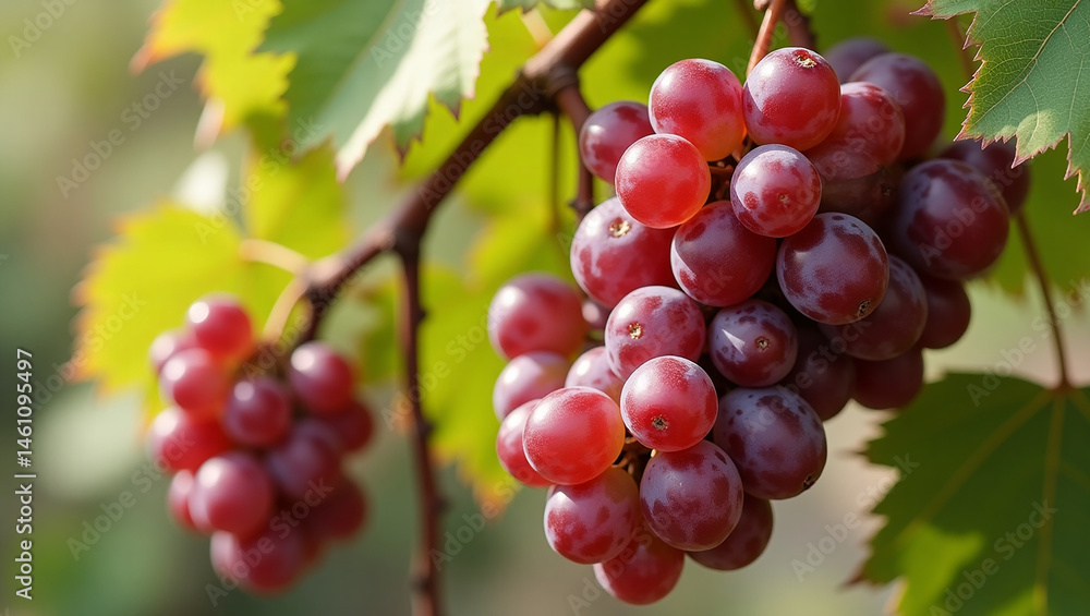 Ripe Grapes Hanging on Green Vines Ripe Grapes Hanging on Green Vines