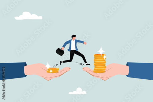 Jump into a high paying job. change job. business concept vector