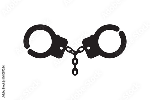 Handcuffs black vector silhouette icon isolated illustration with a white background