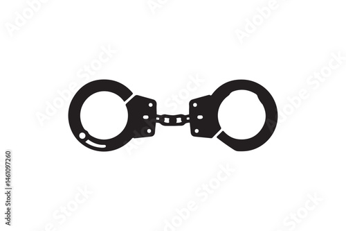 Handcuffs black vector silhouette icon isolated illustration with a white background
