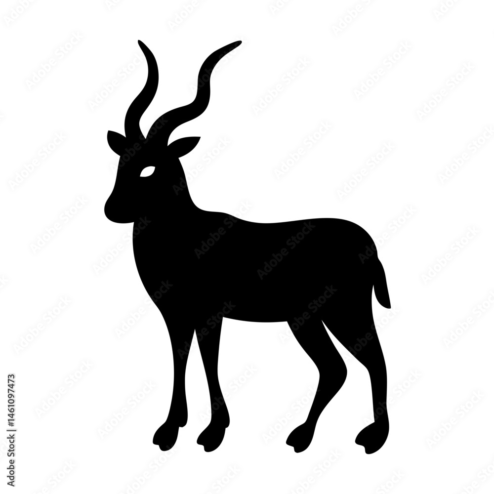 Obraz premium Majestic silhouette of a stylized African antelope standing against a white backdrop