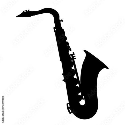 Silhouette of a Saxophone Isolated on White, an Iconic Jazz Instrument