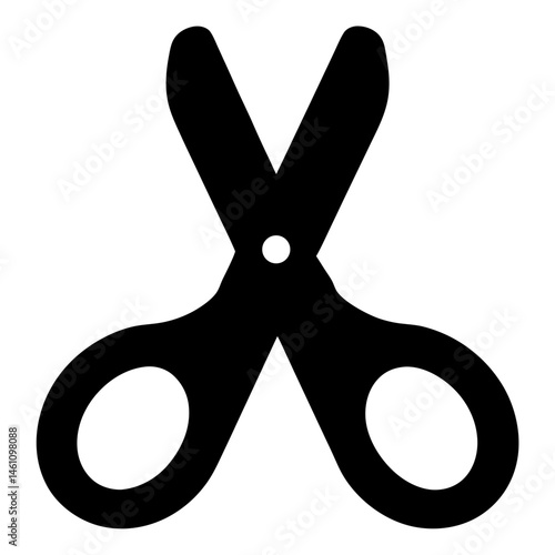 Open black scissors on a white background, perfect for cutting paper