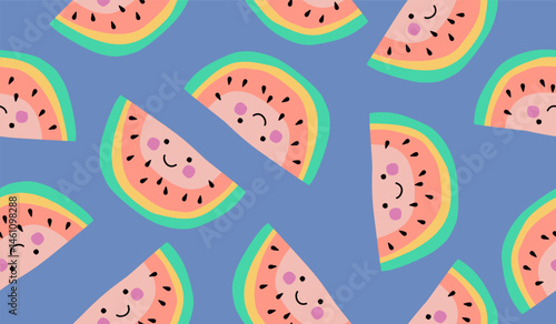 Cute watermelon fruits pattern background vector design