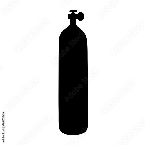 A black and white graphic representation of scuba diving tanks