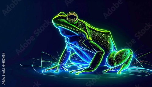 cool and charming neon glowing frog wallpaper