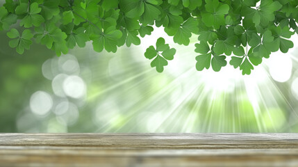 Spring green foliage border with a blurred sunlight background, a nature and fresh concept for banner design. Green leaves in the sunlight, a nature and spring concept.