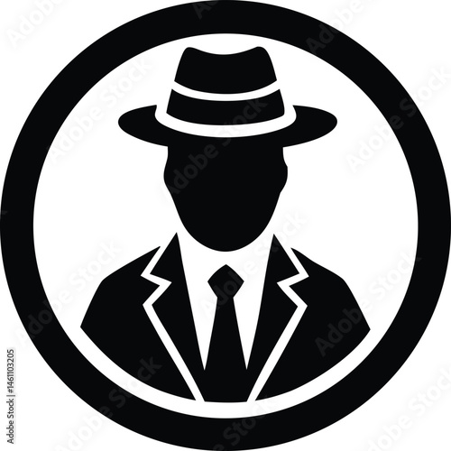 Detective icon vector male user person profile avatar symbol for security in a flat color glyph pictogram illustration