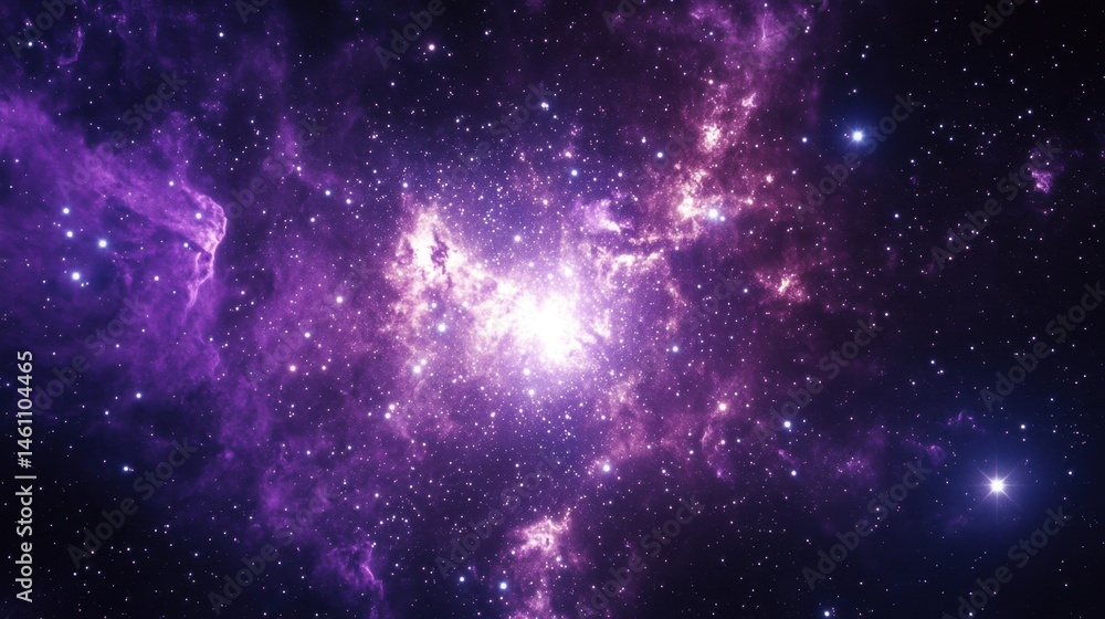 Vivid Purple Galaxy with Bright Stars and Cosmic Beauty in the Night Sky Vivid Purple Galaxy with Bright Stars and Cosmic Beauty in the Night Sky