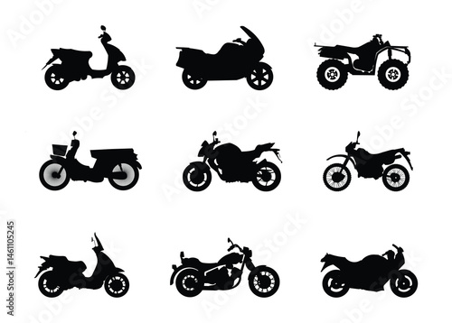 Motorcycle Silhouette Set Vector Collection