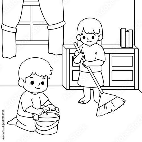 Kids Coloring Book : Helping Each Other