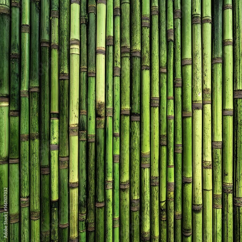 Obraz na płótnie Green bamboo stalks arranged in a natural pattern, ideal for ornamental use. w salonie