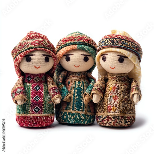 Obraz na płótnie Colorful traditional dolls dressed in ornate cultural outfits. w salonie