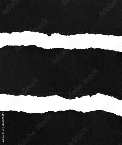 破れた黒い厚紙の素材　背景透過
