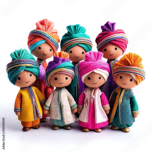 Obraz na płótnie Colorful handmade dolls in traditional attire, diverse styles and vibrant colors. w salonie