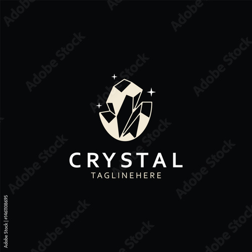 Crystal Gems Logo Design Template. Luxury Fashion Jewelry concept