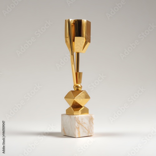 Obraz na płótnie Golden trophy on a white isolated background, symbolizing achievement and success. w salonie