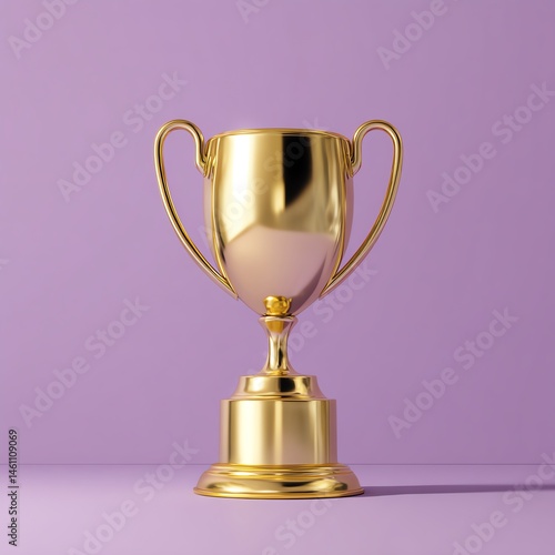 Obraz na płótnie Gold trophy on purple background, symbolizing achievement and success. w salonie