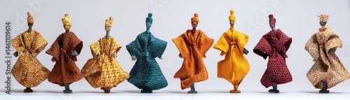 Obraz na płótnie Colorful handcrafted dolls in traditional attire, displaying cultural diversity. w salonie