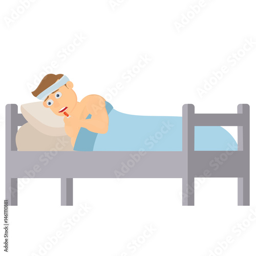 Patient uses pills. Human treatment, vector illustration.