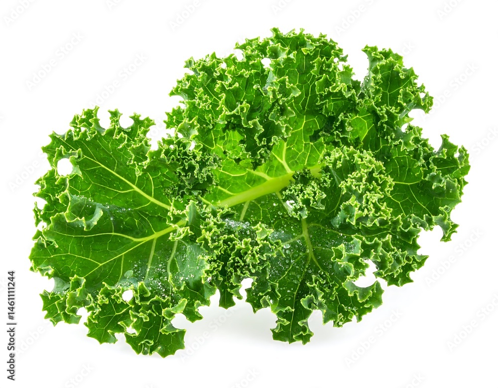 Obraz premium Fresh Green Kale Leaf Isolated on White Background