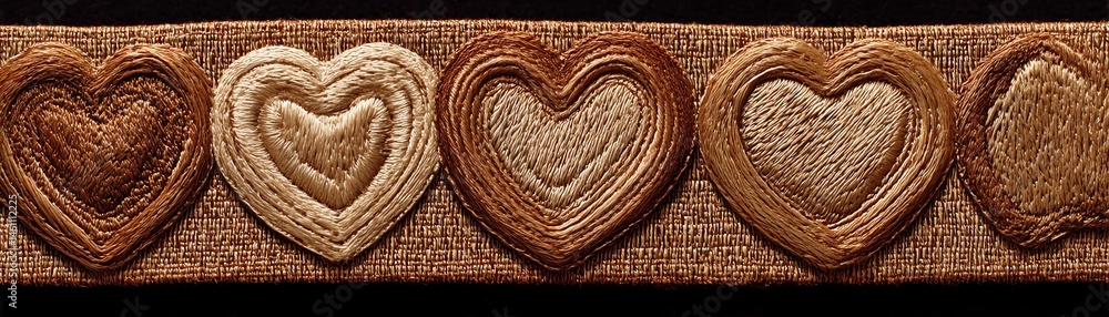 Wooden hearts artwork on a dark background, ideal for decor or craft.